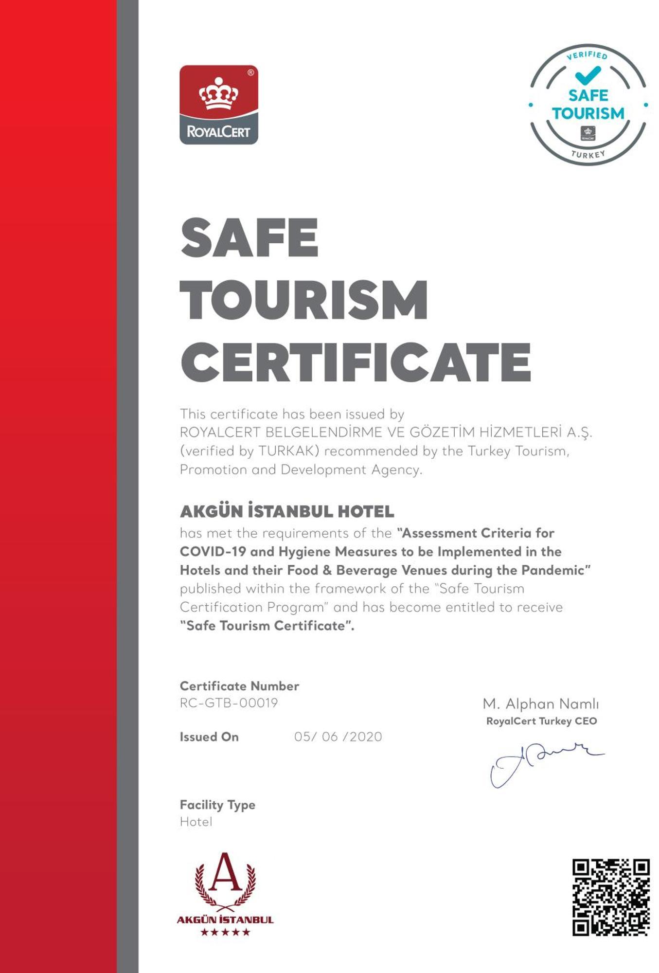 Akgun Istanbul Hotel Exterior foto Safe Tourism Certificate